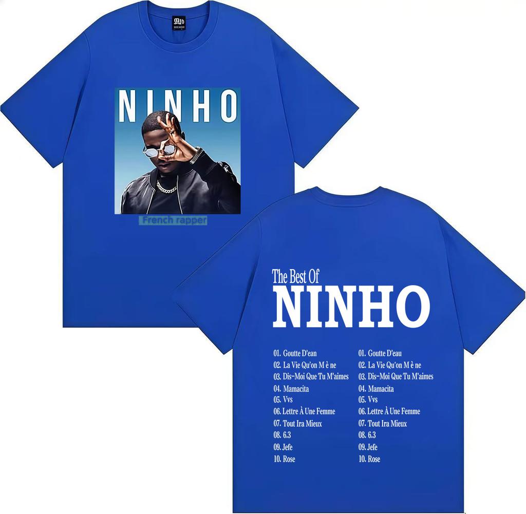 Французский Поп-рэпер Ninho Готическая Графика Высококачественная Футболка Оверсайз Повседневная Хлопковая Футболка Мужская Женская Хип-Хоп Футболки Streetwear