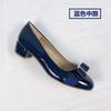 Patent Leather Leather Single Shoes Bow Flat Bottom Round Head Shallow Mouth New Red Wedding Shoes Versatile Thick Heel Medium Heel Women's Shoes