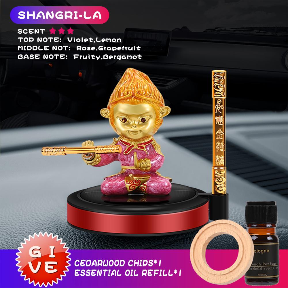 Monkey King Автомобильный солнечный ароматерапевтический прибор с четырьмя ароматами Освежители воздуха для автомобилей Аксессуары для пожилых людей для транспортных средств Украшение автомобиля