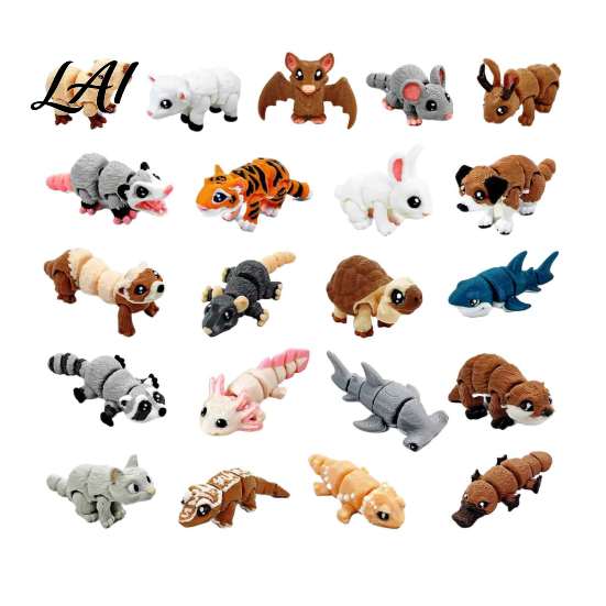 Small Desktop Decoration Accessories 21PCS 3D Printed Articulated Animal Figurines Set Mini Flexible Joints Figures Stress Relief Gadgets Realistic