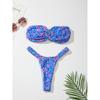 2024 женское бикини из двух частей, стильное сексуальное летнее бандо с кольцом и принтом, трусы со стальным ремнем, пляжный купальник, новое бикини пуш-ап
