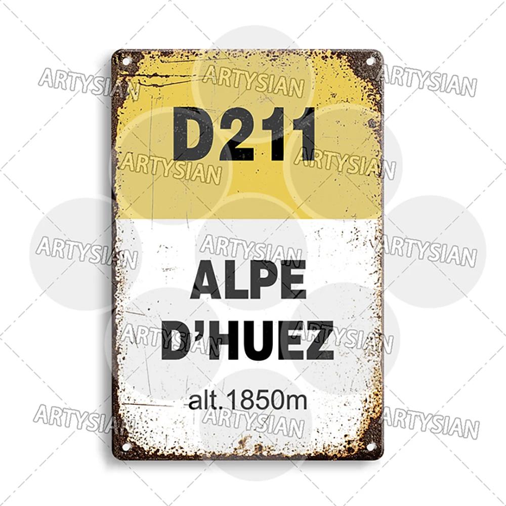 Металлическая табличка Тур де Франс Велосипедная табличка Брусчатка Париж-Рубе Коль дю Галибье Коль де Саренн Альп-д'Юэз Мон-Ванту Гландон