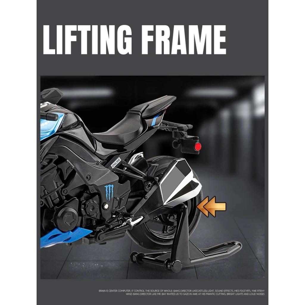 1/12 Kawasakis Ninja Z1000 Сплав Модель Спортивного Мотоцикла Литые Металлические Игрушки Модель Мотоцикла для Уличных Гонок Звук Свет Детский Подарок