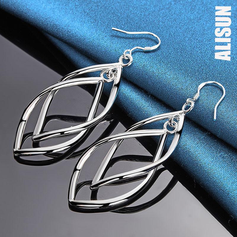 Свадебный кулон из стерлингового серебра 925 пробы с серьгами для пирсинга. Модные свадебные украшения.