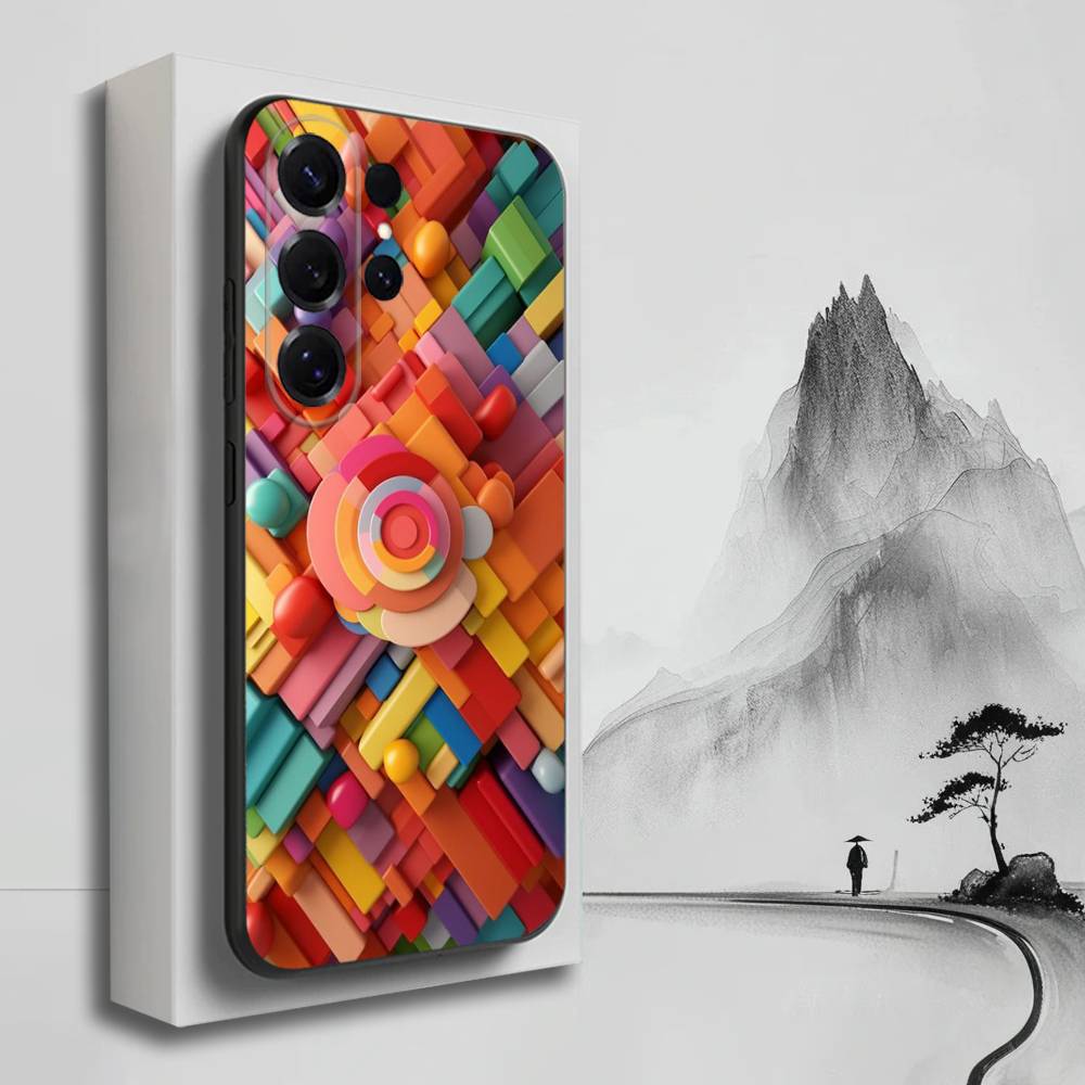 3D Художественный Блок Крутой Чехол Для Телефона Для Samsung S25,S24,S23,S22,S21,S20,S10,Ultra,Plus,Lite,FE,Мягкий Силиконовый Черный Чехол