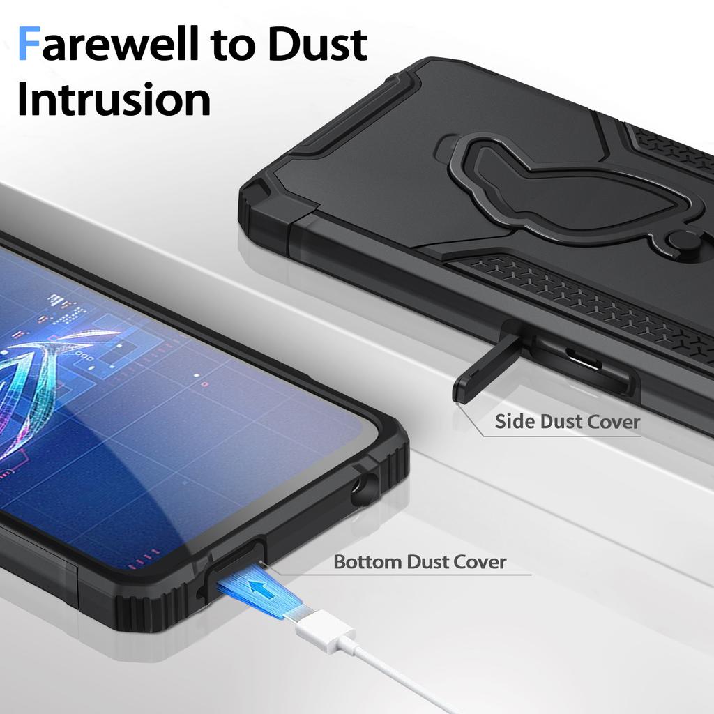 Чехол для ASUS ROG Phone 6/7, сверхпрочный противоударный чехол с кольцом-подставкой и теплоотводом, защитный чехол военного класса из ПК+ТПУ