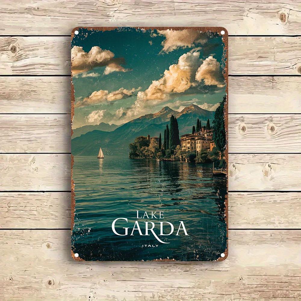 Vintage Lake Garda Italy Aluminum Sign, Ideal Gift for Home Decor for Bedroom, Kitchen, Game Room, Balcony, Garden, Porch, Bar