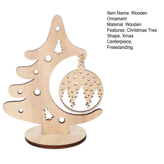 Xmas Tree Cutout Ornament Wooden Tree Ornament with Cut-out Patterns Hanging Pendant Freestanding Christmas Tree Centerpiece for Table Mantel