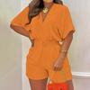Ladies' Loose And Comfortable Summer V-neck Jumpsuit With A Drawstring