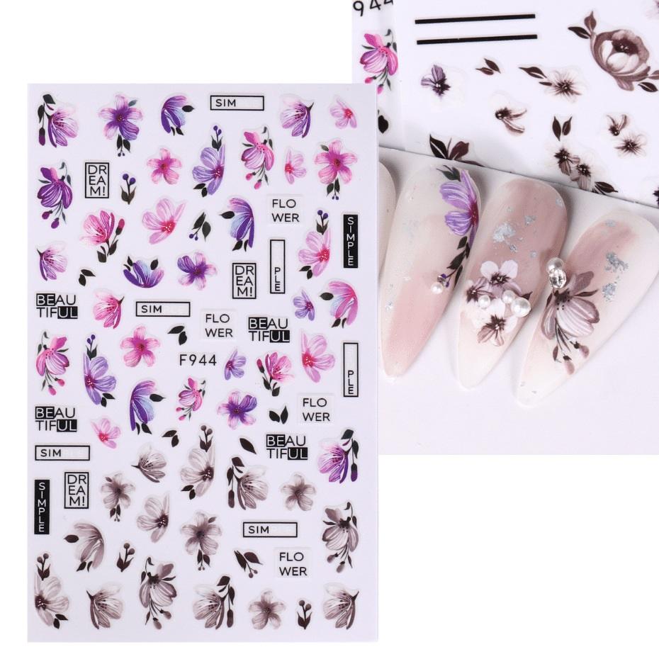 Nail Sticker 3D Liner Dark Butterfly Skull Flower Transfer Beautiful Decals Decoration Nail Art Accessories DIY Design