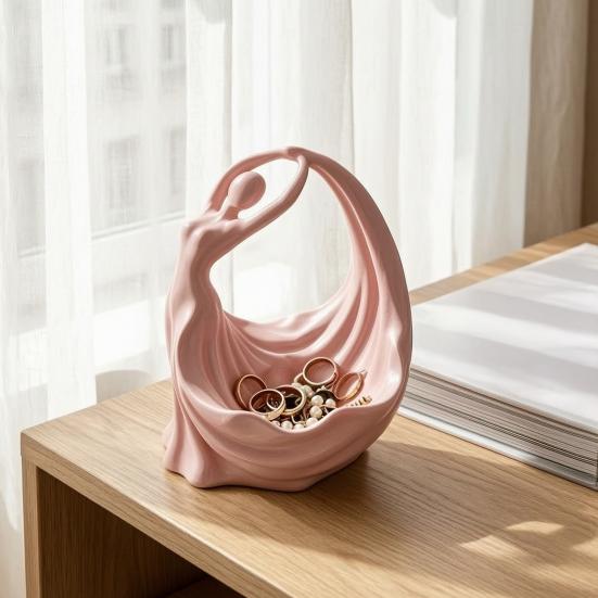 Современная скульптура-хранилище, балерина, поднос для украшений, 3D-печатный элегантный танцор, держатель для колец, сережек, ожерелий, органайзер для мелких предметов, матовый розовый