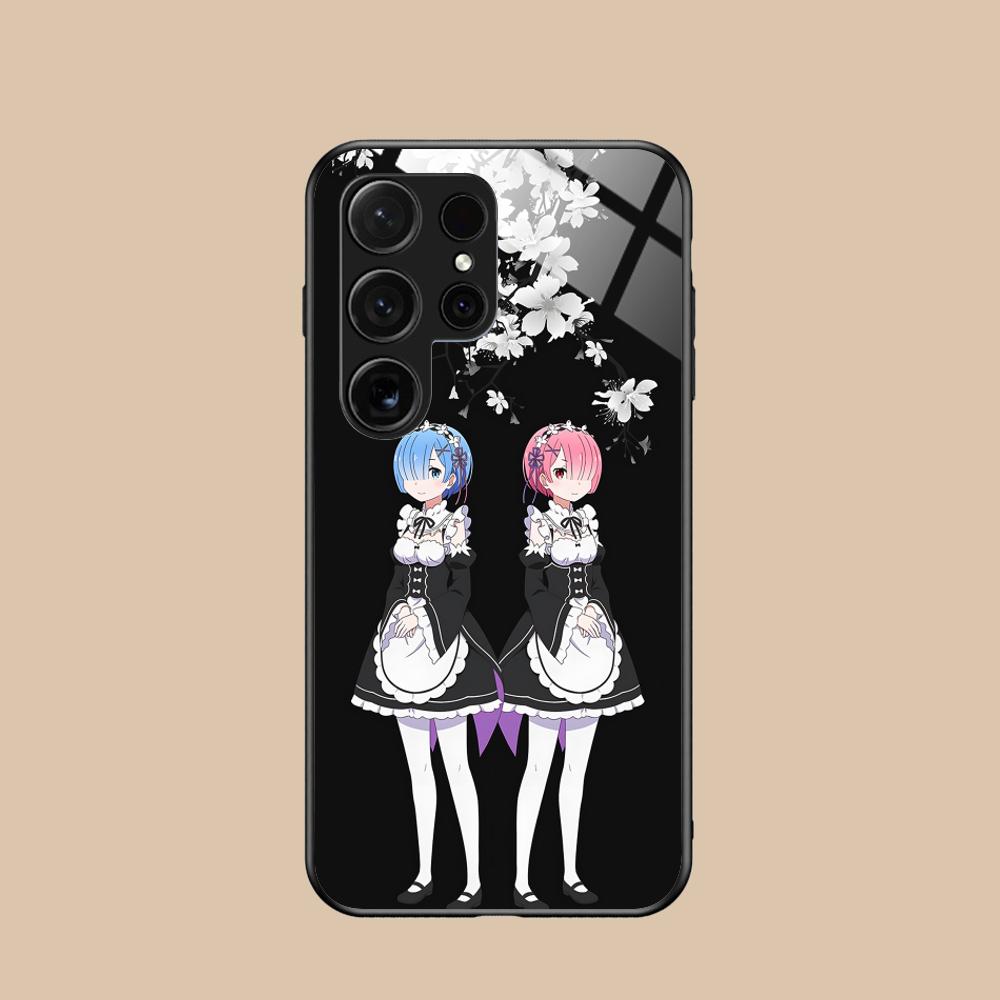 Чехол для мобильного телефона ReZero Rem Ram из стекла для Samsung Galaxy S26 S25 S24 S23 S22 S21 S20 Note20 Plus FE Ultra Цветная крышка