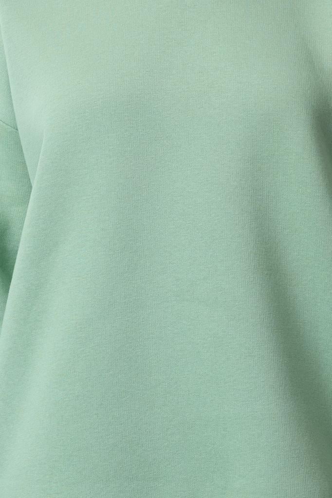 Женская модная стильная толстовка зеленого цвета оверсайз удобного кроя базового кроя с круглым вырезом толстая флисовая вязаная толстовка