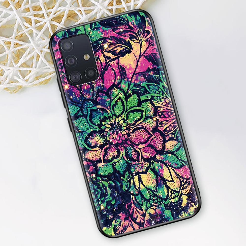 Чехол Мандала Подсолнух Мандала для Samsung Galaxy A51 A12 A21s A71 A52 A31 A32 A02s A72 A11 A41 A22 A01 Черный Мягкий Чехол для Телефона