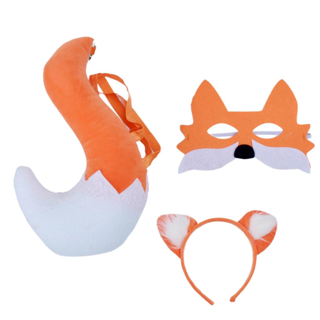 Long Fox Tail Fox Ears Headband Fox Tail and Ears Set Furry Fox Tail Fox Ear Headband Hair Hoop Faux Fur Fox Tail Kits
