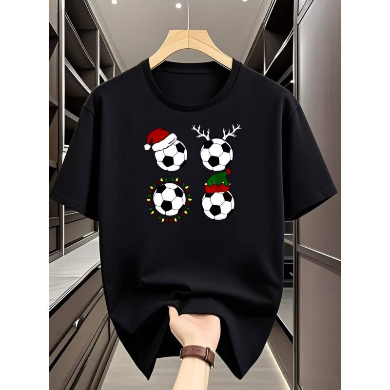 Men's Casual Sports T-Shirt, Soft Loose , Vibrant Soccer Print, Ideal for Daily Wear & Athletic Activities