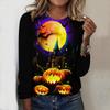 2025 Autumn & Winter Women's New Casual Crew Neck Long Sleeve Top 3D Halloween Pattern Ideal Halloween Christmas Gift