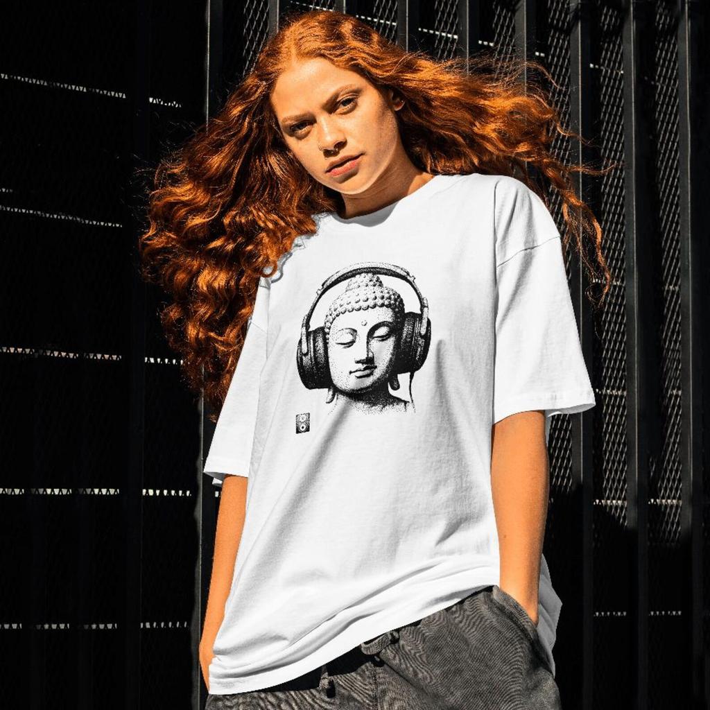 Buddha with Headphones Classic Unisex Crewneck T-shirt | Gildan® 64000