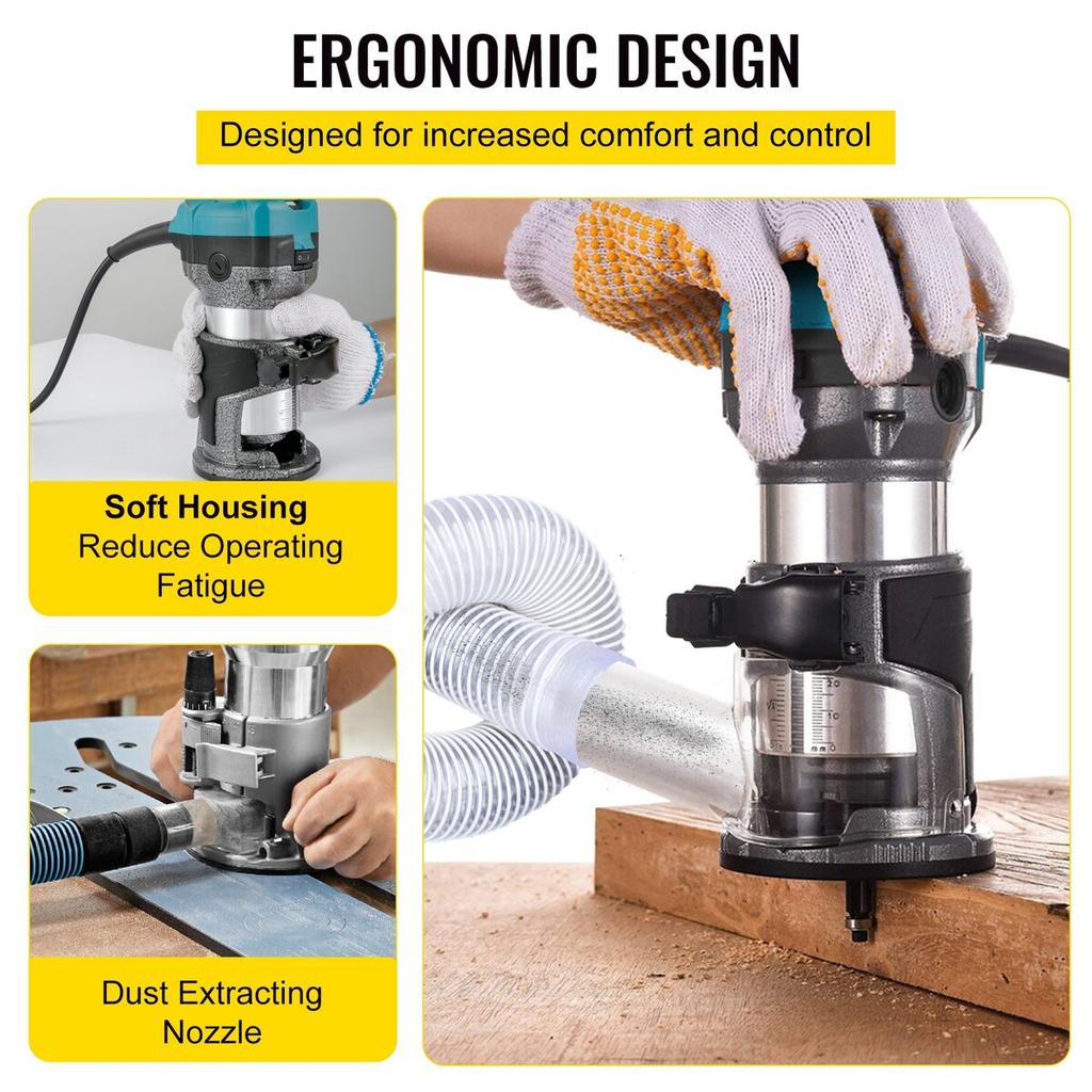 Router Tool, 710W Wood Router, Router for Woodworking with Three Router Collets, Wood Router Tool with Fixed Base, Woodworking Router with Aluminum