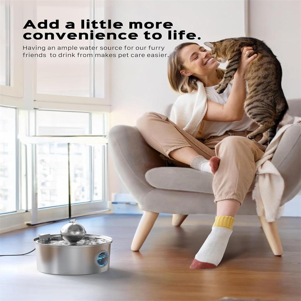 3.2L Stainless Steel Pet Water dispenser-USB Interface