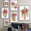 Anatomy Flower Organ Wall Art Poster Prints Brain Heart Skull Kidney Skeleton Canvas Painting Nordic Wall Pictures Office Decor