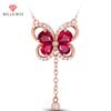 New Temperament Pigeon Blood Red Imitation Red Butterfly Long Pendant Women's Rose Gold-plated Chain For Women Charm Wedding Engagement