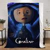 Одеяло с персонажами Coraline для дивана, зимние пушистые мягкие одеяла с персонажами, вязаные пледы из микрофибры, постельное белье для домашнего интерьера, плед для кровати