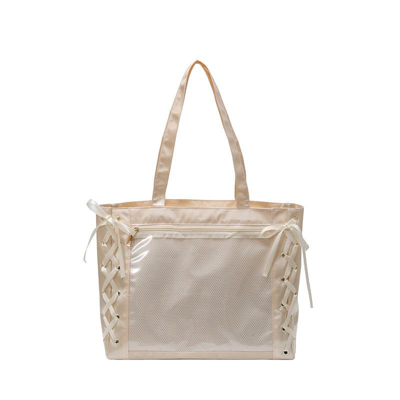 Цвет ленты Однотонный Уличная мода Бант Нейлон Большая вместимость Повседневные дорожные сумки