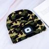 Women Men Illuminated Hat USB Charging LED Beanie Hat Headlamp Knitting Hat Unisex Winter Knit Beanie with 4 LEDs Light