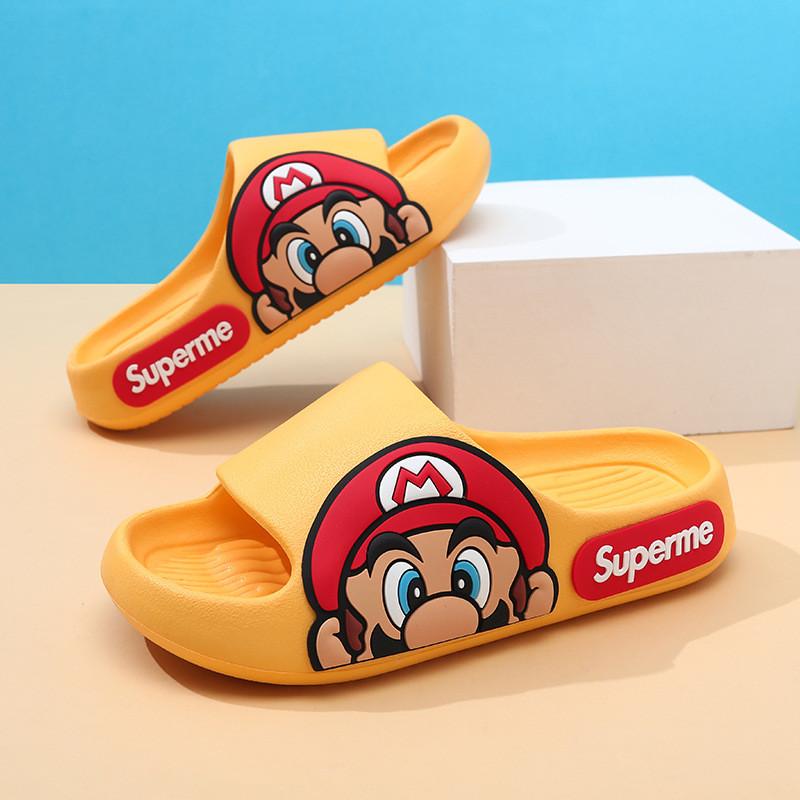 Детские шлепанцы-сандалии в стиле мультфильма Марио, мягкие, из ЭВА, нескользящие, летняя обувь для мальчиков