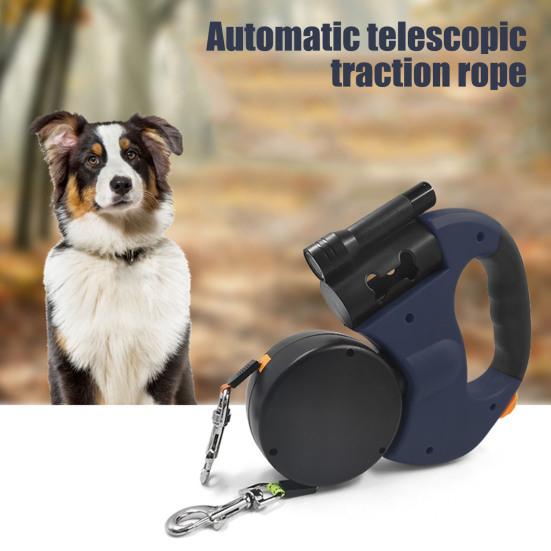 Выдвижной поводок для домашних животных, не спутывающийся, двойной ремень для выгула собак с дозатором для пакетов для фекалий и