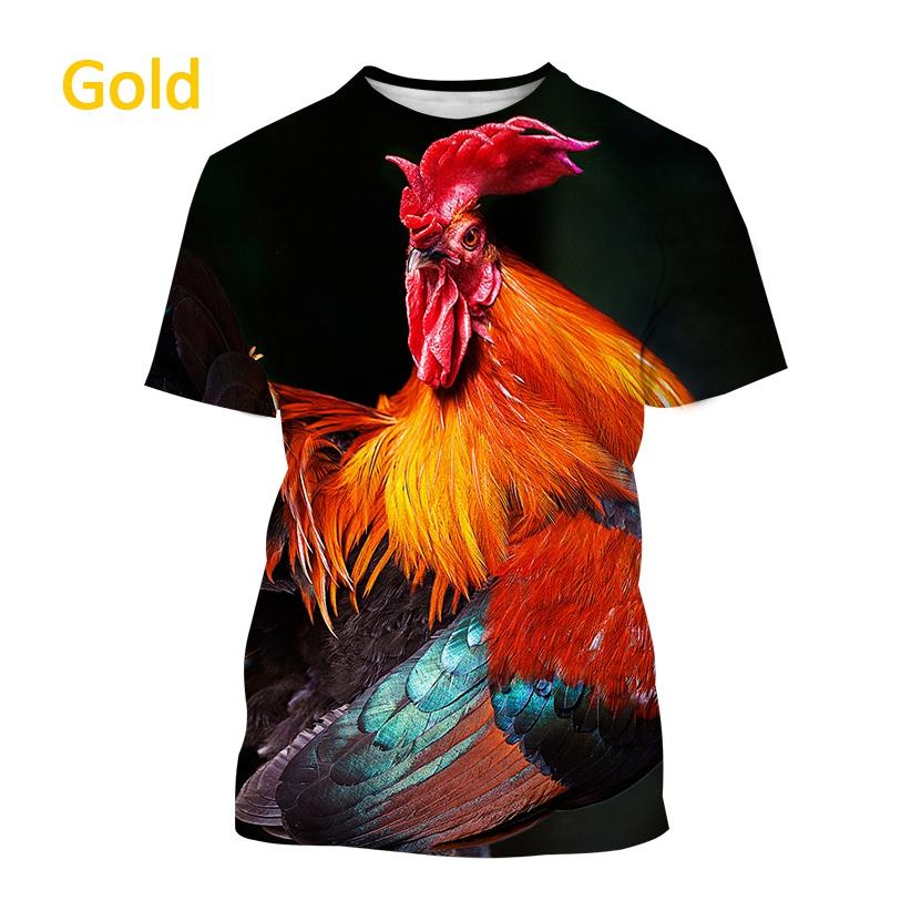 Лидер продаж, футболка с принтом Rooster Art Trend для мужчин и детей, повседневная одежда, модный уличный тонкий топ в стиле Харадзюку с 3d-принтом