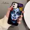 Mexican Skull Girl tattooed Art Phone Case for iPhone 17 Air 15 16 16e 11 12 13 14 Pro Max Plus Cover coque Fundas