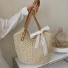 Yogodlns Повседневная соломенная сумка через плечо для женщин, полая тканая пляжная сумка из ротанга