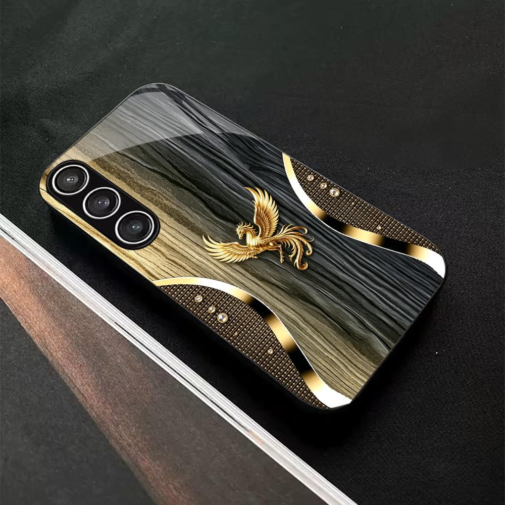 Чехол для телефона 'Древесная текстура и Золотой Феникс' стекло s26 ultra case s25 ultra case для Samsung Galaxy S26 S25 S24 S23 S22 FE Ultra Plus