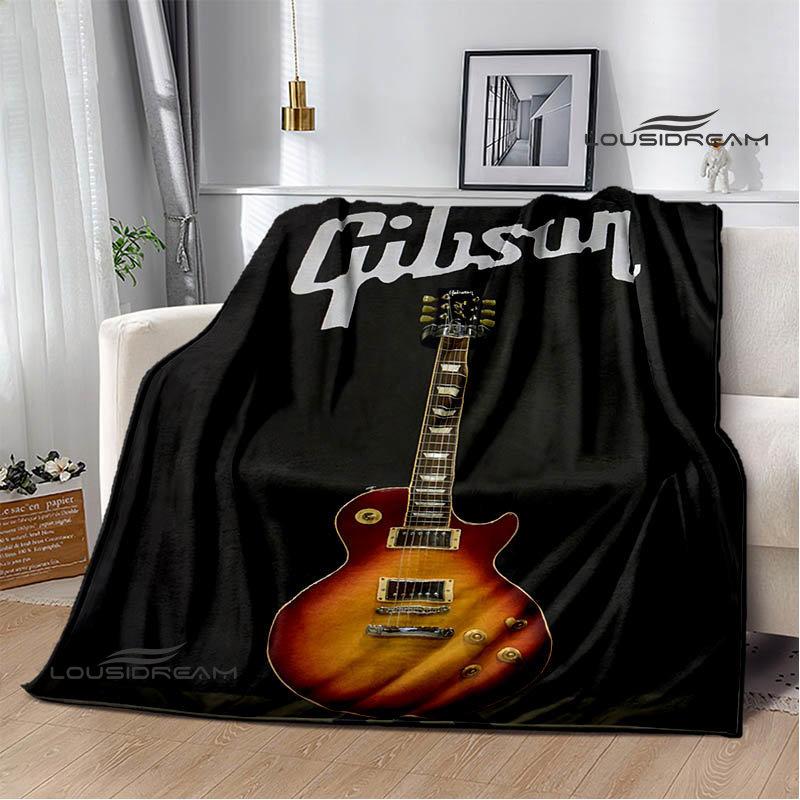Одеяло с логотипом гитары Gibson, одеяло для согревания фланцев, одеяло для пикника, домашнее дорожное одеяло, подкладка для кровати, подарок на день рождения