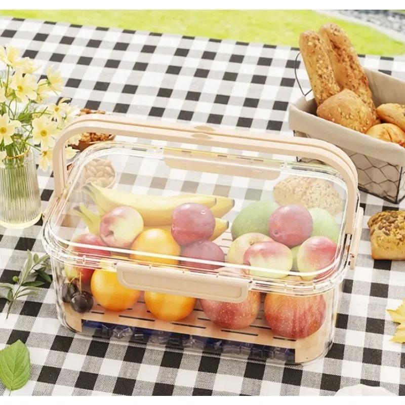 Portable Large Capacity Multifunctional Sealed Refrigerated Lunch Box Handheld Fresh-keeping Box Food Grade Fruit Sealed Box