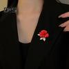 Брошь-булавка из сплава в форме цветка розы, блестящие стразы, инкрустированные изысканным воротником, значком для воротника, аксессуаром для пальто