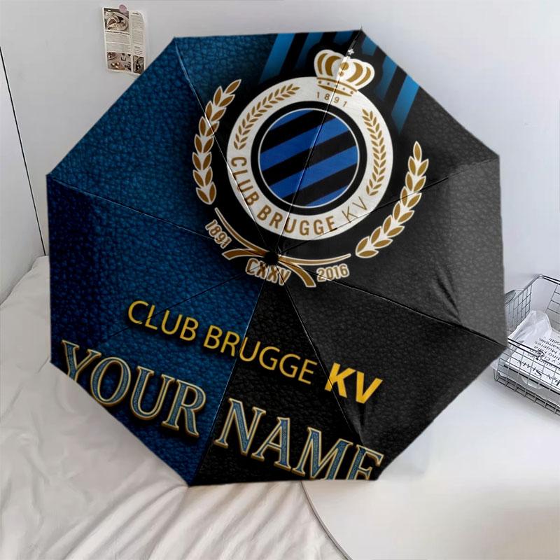 1 PC Automatic Folding Umbrella - Club Brugge KV Custom Name Pattern, Portable & Foldable Design with 8 Ribs, Christmas Birthday Gifts