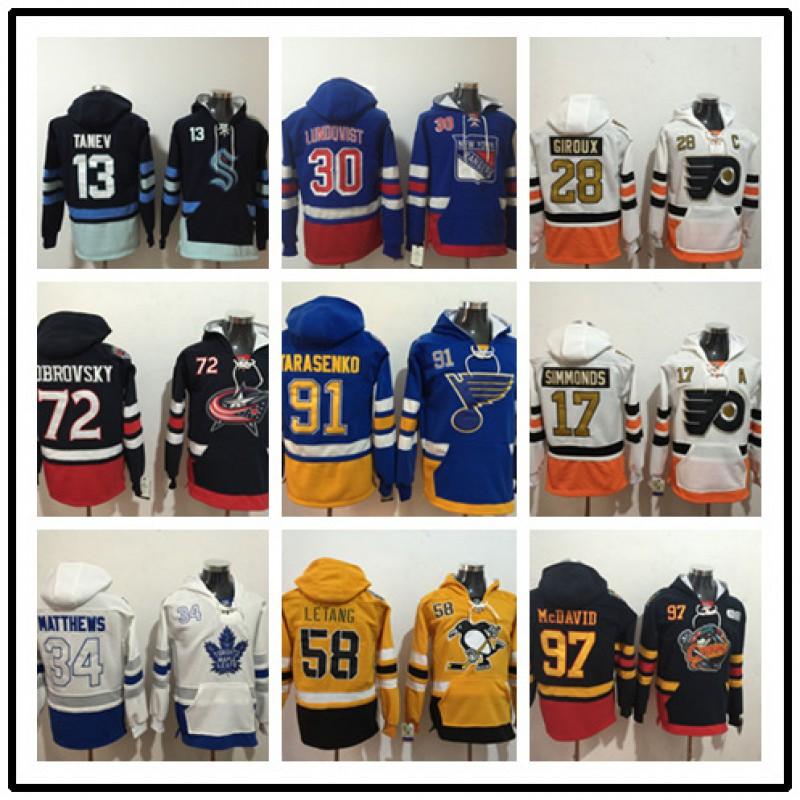 Mens Fleece-Lined Hooded Ice Hockey Sweatshirt With Embroidered Winter Sportswear Team Practice