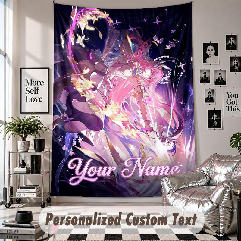 Custom Tapestry Wall Hanging, Honkai Star Rail Personalized Name Text Home Wall Decor