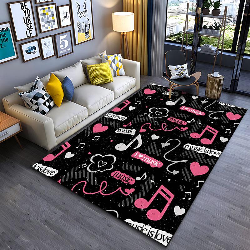 Music Notes and Hearts Pattern suitable as a non-slip mat for the living room or bedroom sofa