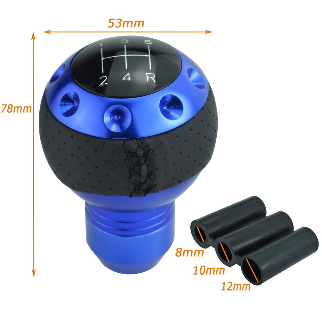 Lunsom PU Ручка переключения передач 5-ступенчатая Шаровая ручка переключения передач Общий Автомобиль с ручным управлением (синий)