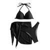 Женский купальник, сексуальный однотонный модный сплит-бикини, комплект из трех предметов