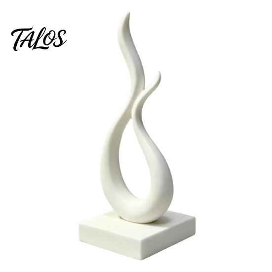 Minimalist Home Decor Accents Abstract Flame Sculpture, 3D Printed Modern Art Statue with Square Base, Eco Friendly Sculptures Elegant Curved Figurine