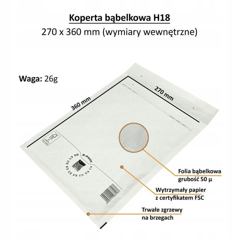 Bubble envelope H18 WHITE E-PACK x10pcs