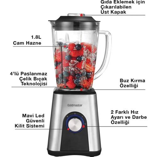 Goldmaster GM-7254 Стеклянный кувшин Frape Стальной блендер Льдодробилка