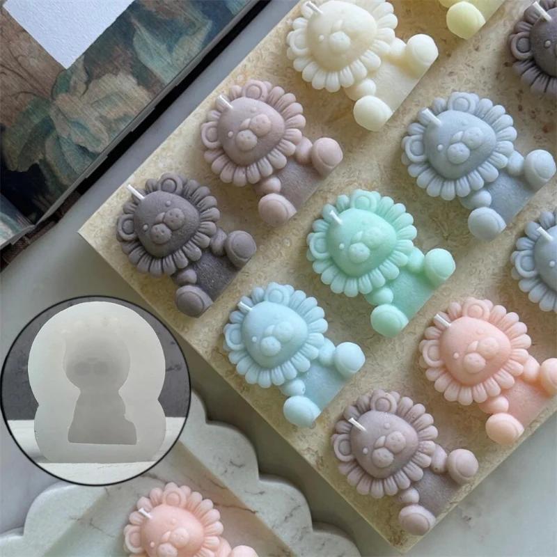 2026New DIY 3D Cartoon Lion Silicone Mold Suitable for Candles and Crafts - Flexible and Durable Yellow Silicone with Cute Lion