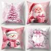 Christmas Decoration Pillowcase New Year Gift Cute Santa Claus Snowman Pattern Home Room Decoration Sofa Cushion Cover