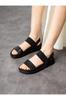 Women's Casual Sandals Beige Elastic Velcro Soft Non-Slip Sole Summer Shoes 